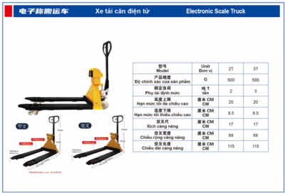 Xe nâng tay thấp có cân điện tử